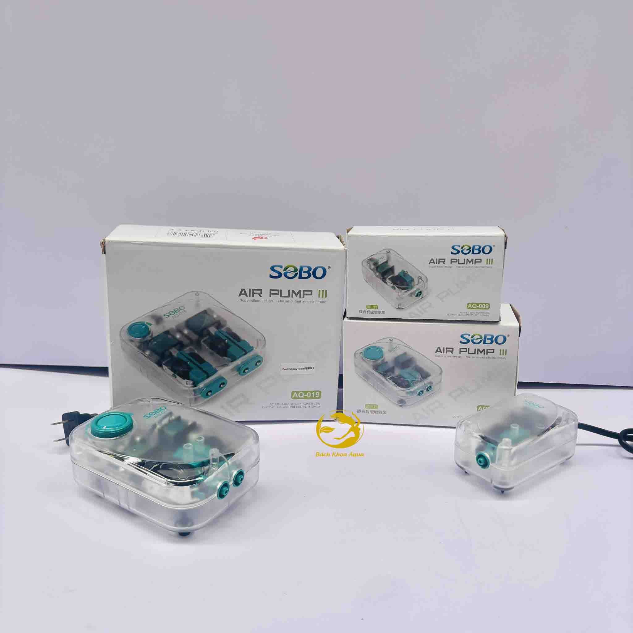 Máy sủi Sobo trong suốt AQ-009 / AQ-013 / AQ-019 cho bể cá